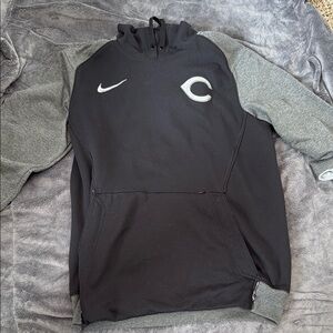 Nike Cincinnati Reds Black and Gray 3/4 Sleeve Hoodie